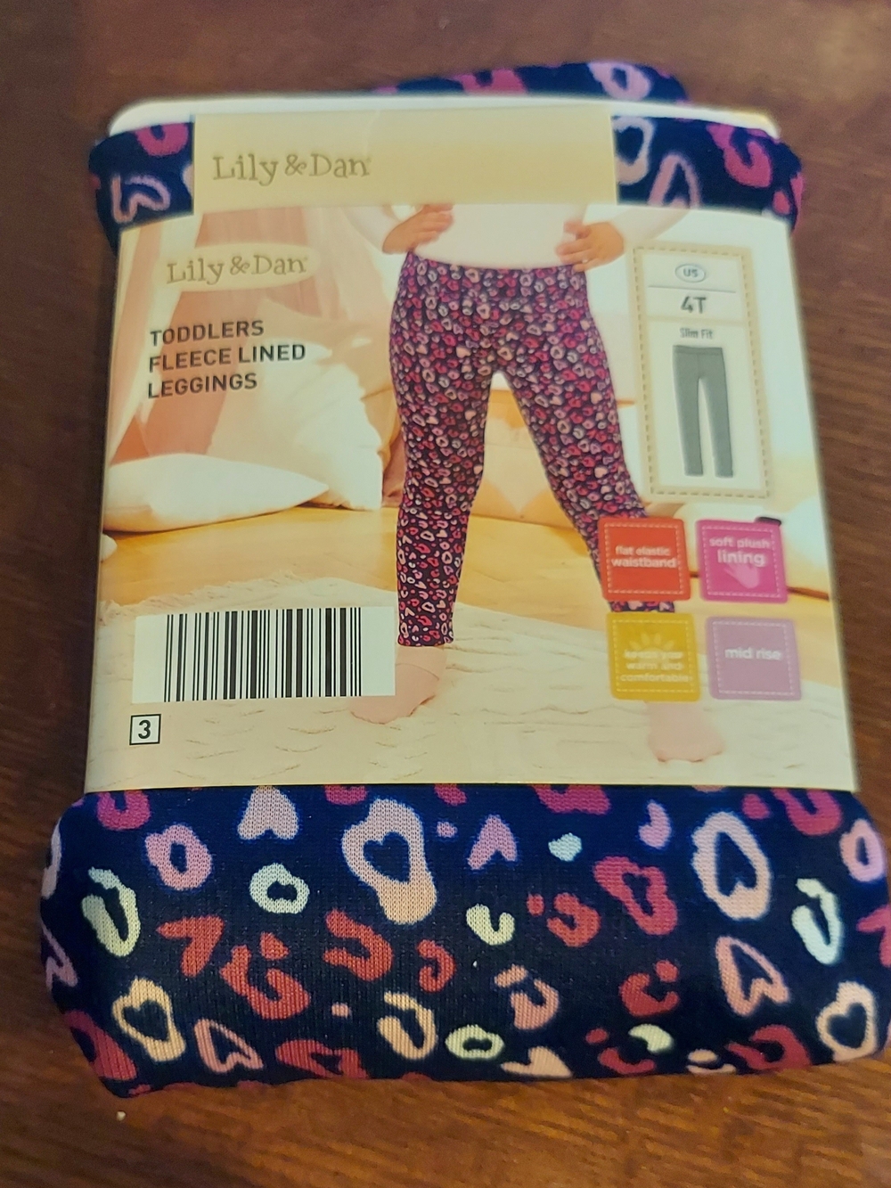Lily & Dan Toddler Navy Multi Heart-Print Fleece-Lined Leggings